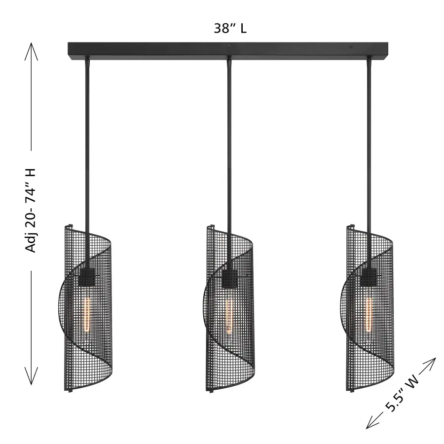 Hillbourne 3-Light Linear Chandelier in Matte Black - Image 7