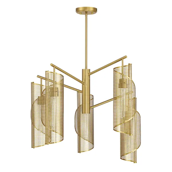 Hillbourne Five Light Chandelier in Warm Brass - Image 2