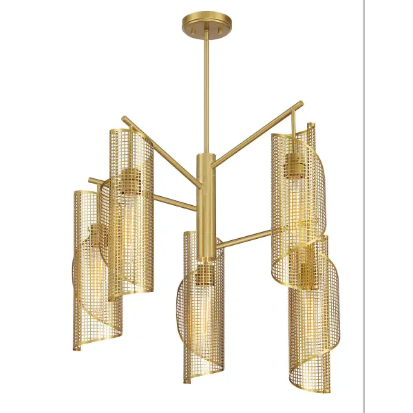Hillbourne Five Light Chandelier in Warm Brass - Image 3