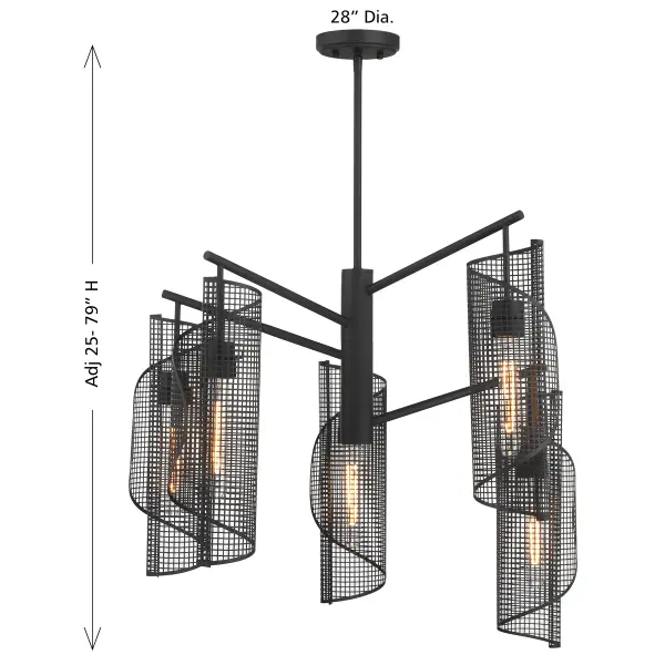 Hillbourne 5-Light Chandelier in Matte Black - Image 7
