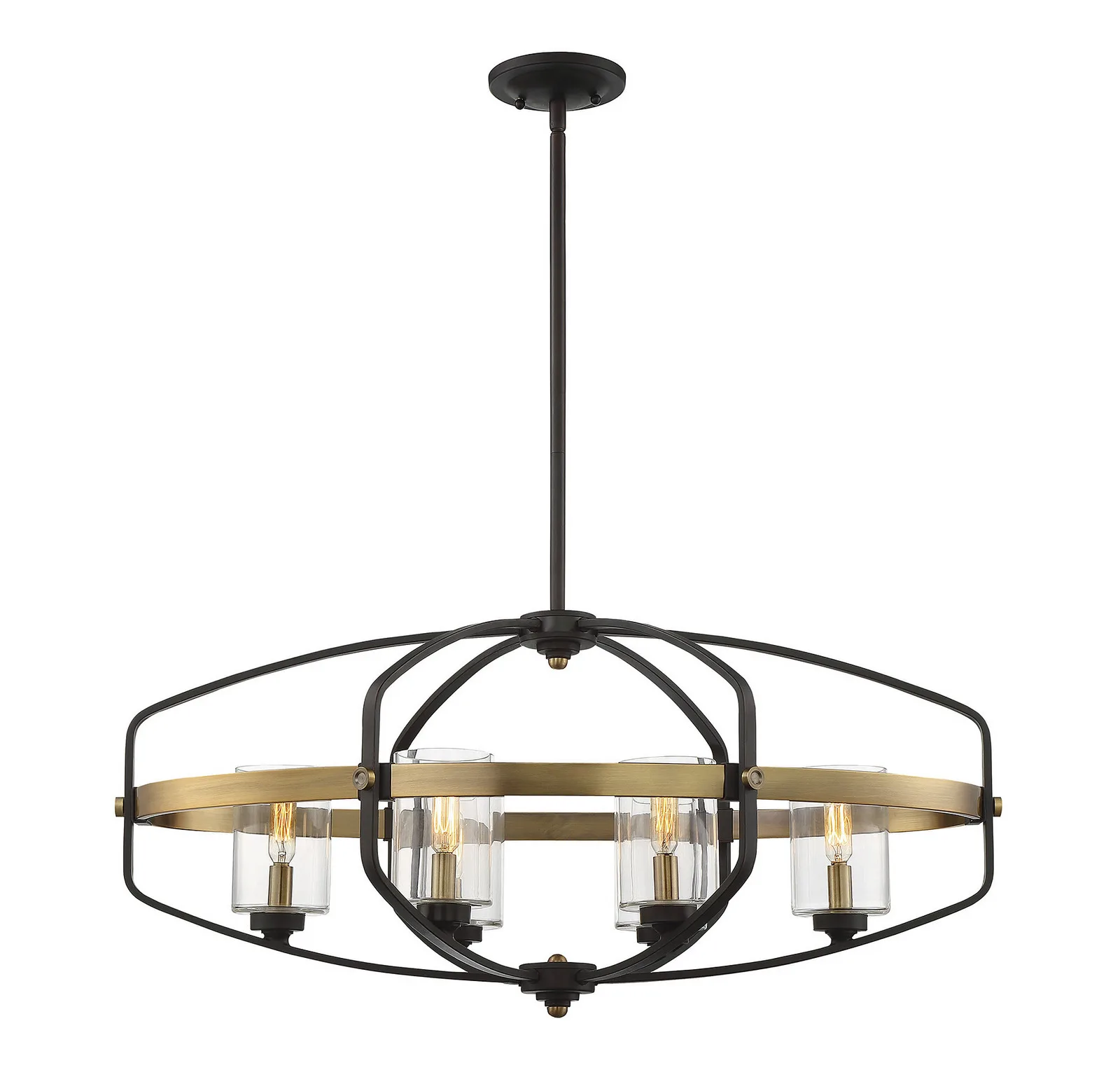 Kirkland Six Light Linear Chandelier in English Bronze/Warm Brass