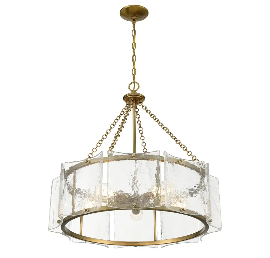 Genry Five Light Pendant in Warm Brass - Image 4