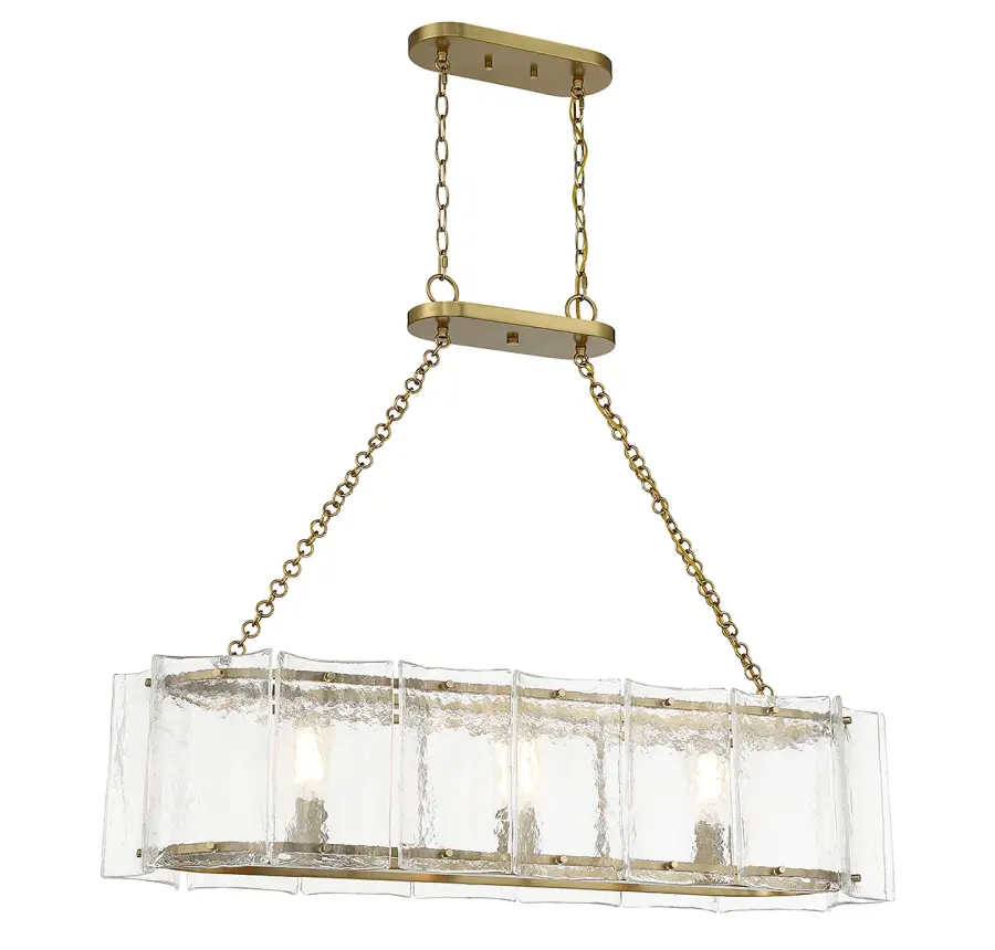 Genry Three Light Linear Chandelier in Warm Brass - Image 1
