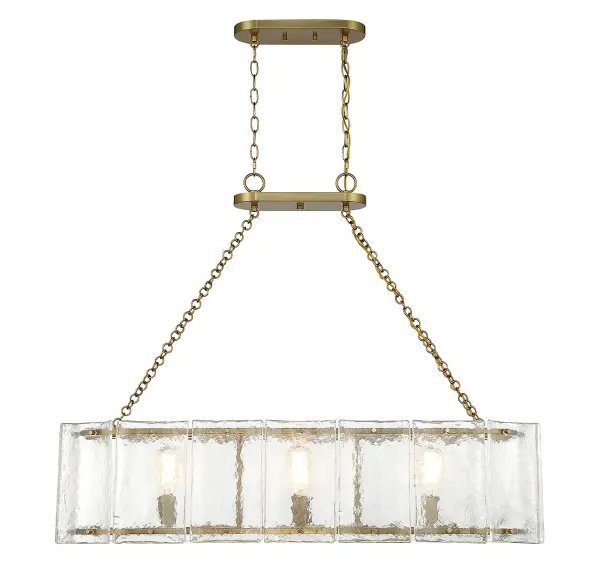 Genry Three Light Linear Chandelier in Warm Brass - Image 3
