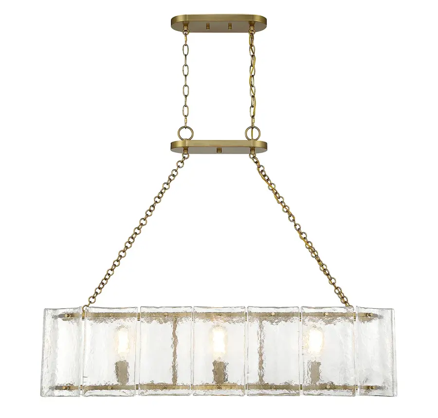 Genry Three Light Linear Chandelier in Warm Brass - Image 3
