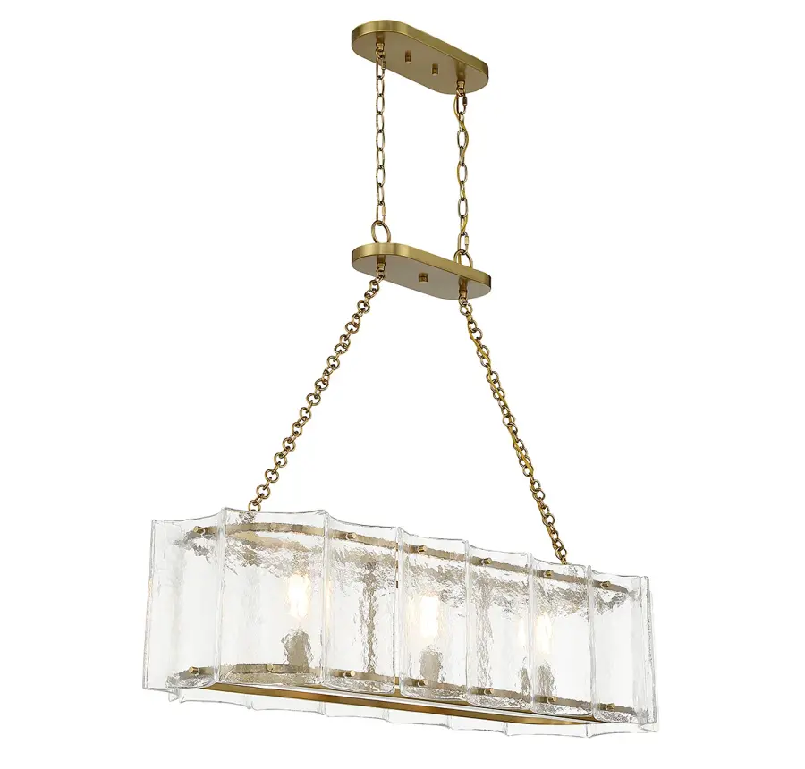 Genry Three Light Linear Chandelier in Warm Brass - Image 4