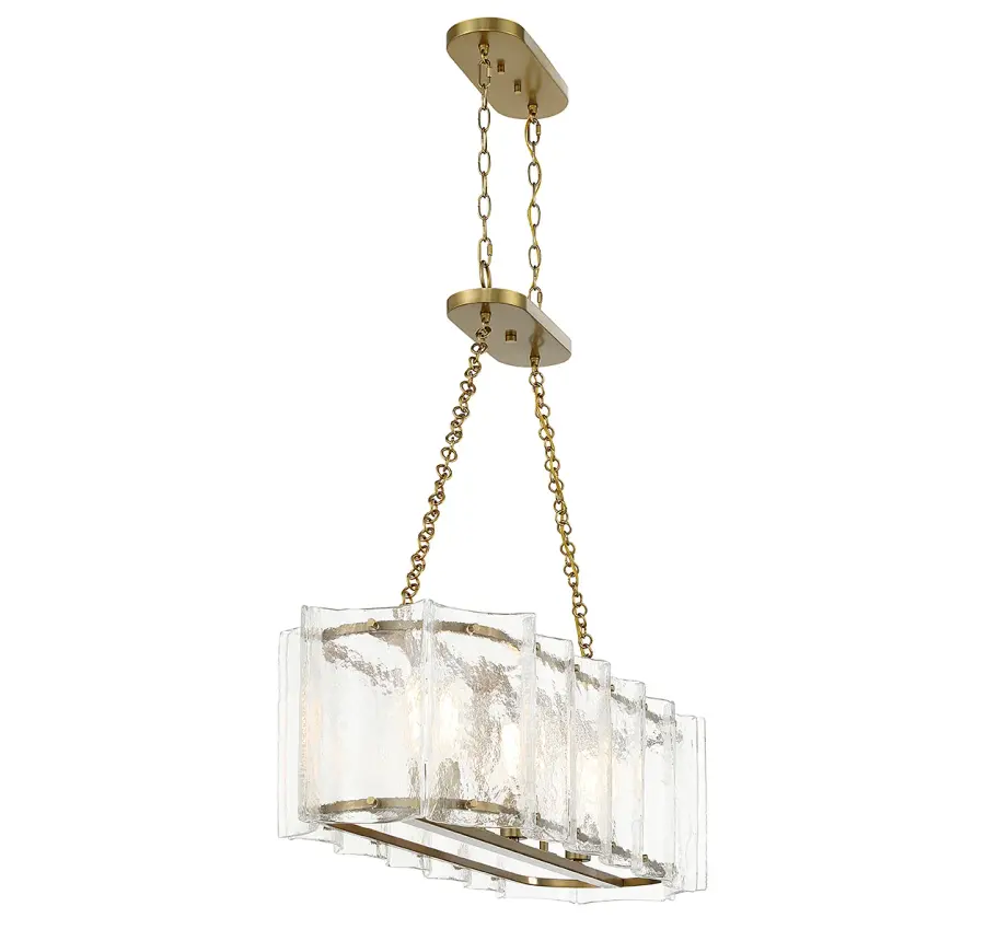 Genry Three Light Linear Chandelier in Warm Brass - Image 5