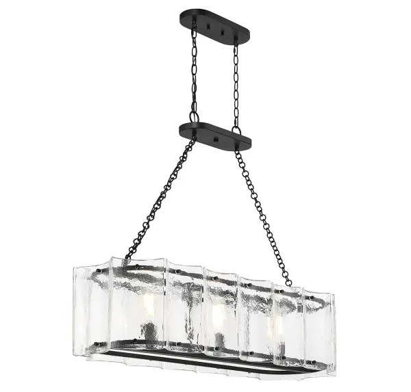 Genry 3-Light Linear Chandelier in Matte Black - Image 4