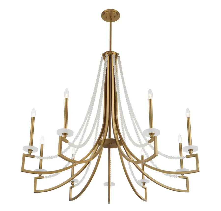 Helen 9-Light Chandelier in Warm Brass - Image 4