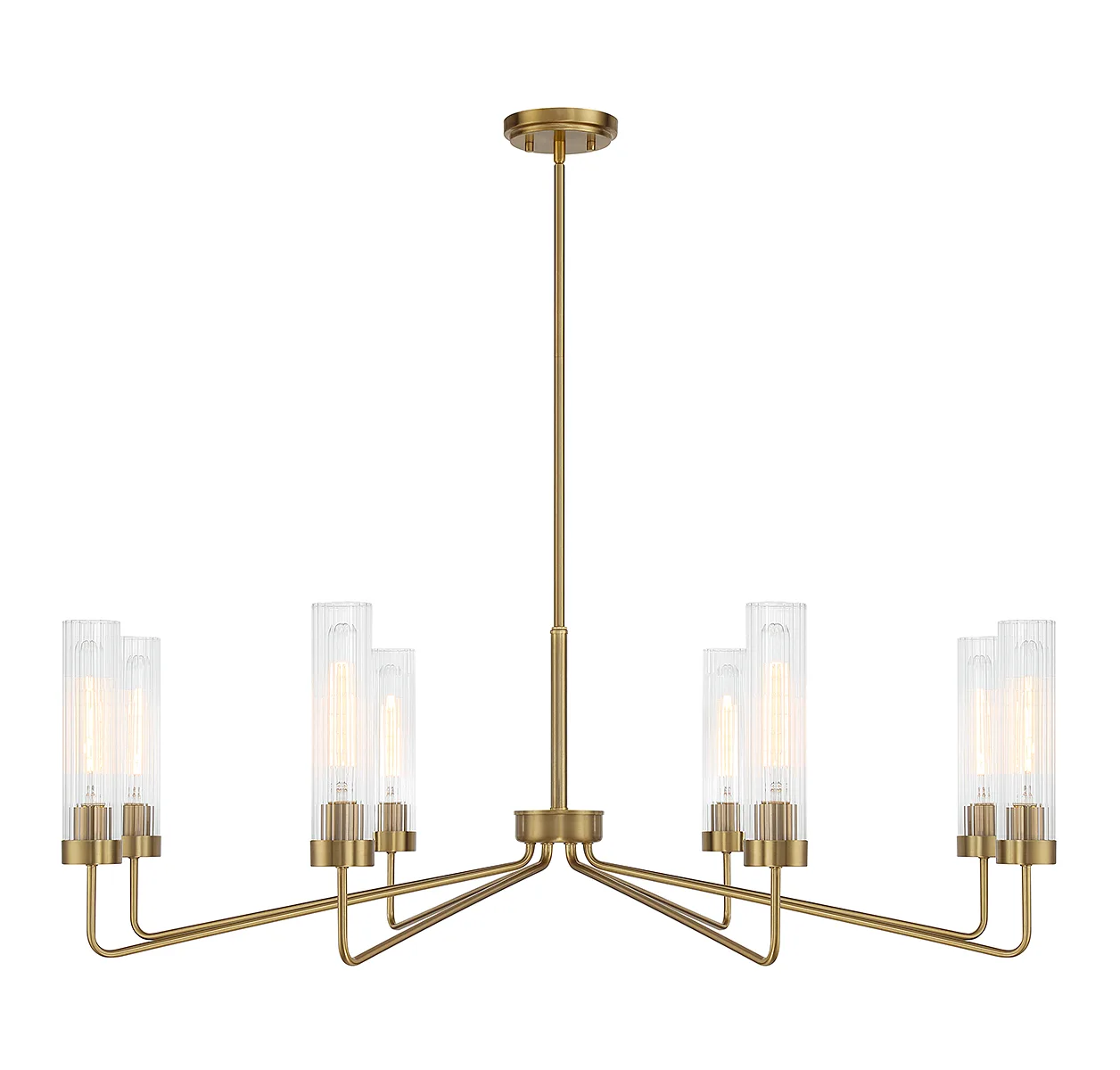 Baker Eight Light Chandelier in Warm Brass