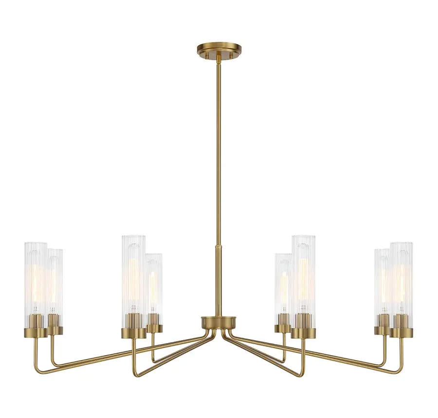 Baker Eight Light Chandelier in Warm Brass - Image 1