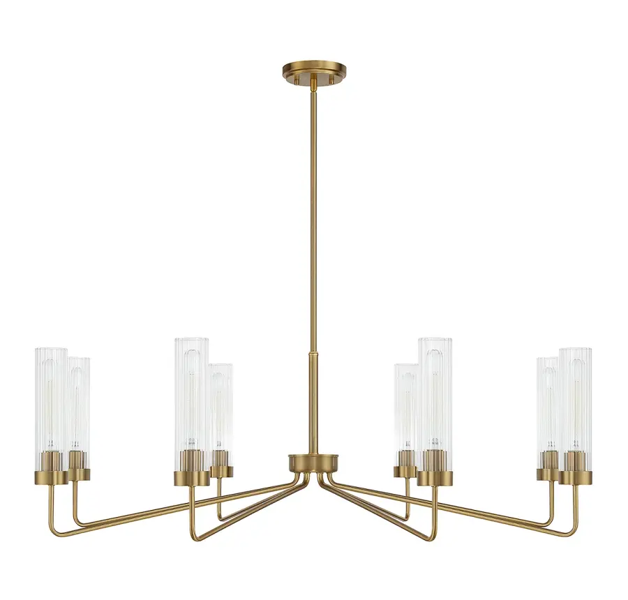 Baker Eight Light Chandelier in Warm Brass - Image 2