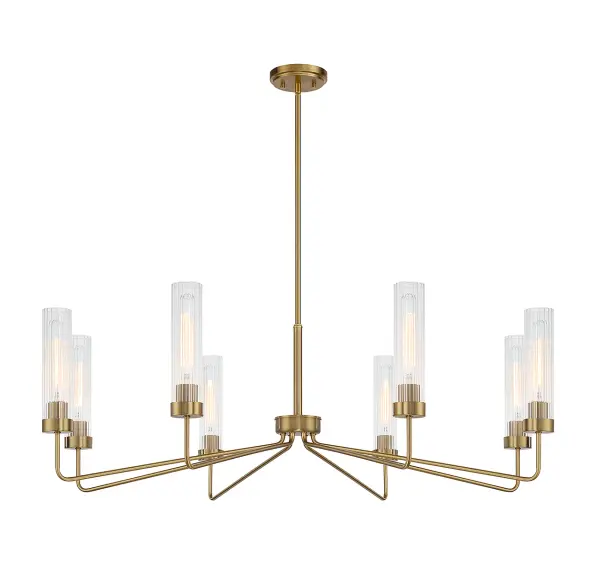Baker Eight Light Chandelier in Warm Brass - Image 3