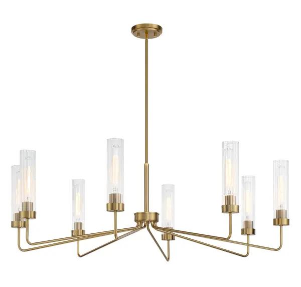 Baker Eight Light Chandelier in Warm Brass - Image 5