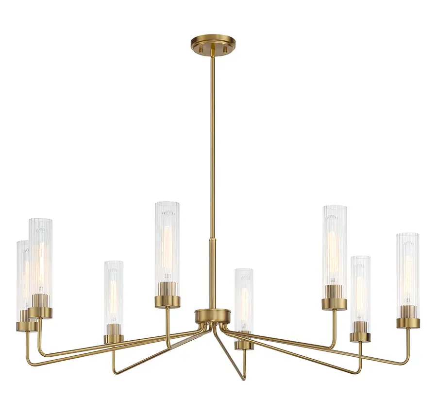 Baker Eight Light Chandelier in Warm Brass - Image 5