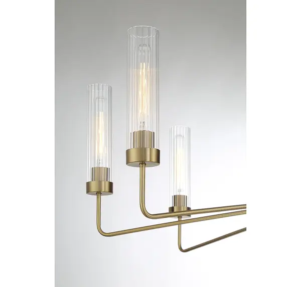 Baker Eight Light Chandelier in Warm Brass - Image 6
