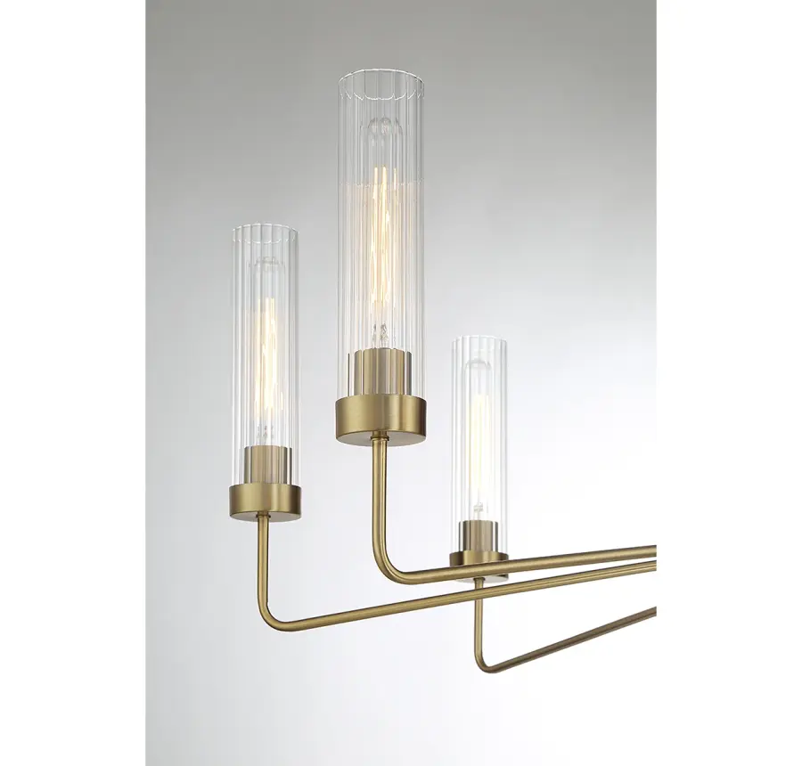 Baker Eight Light Chandelier in Warm Brass - Image 6