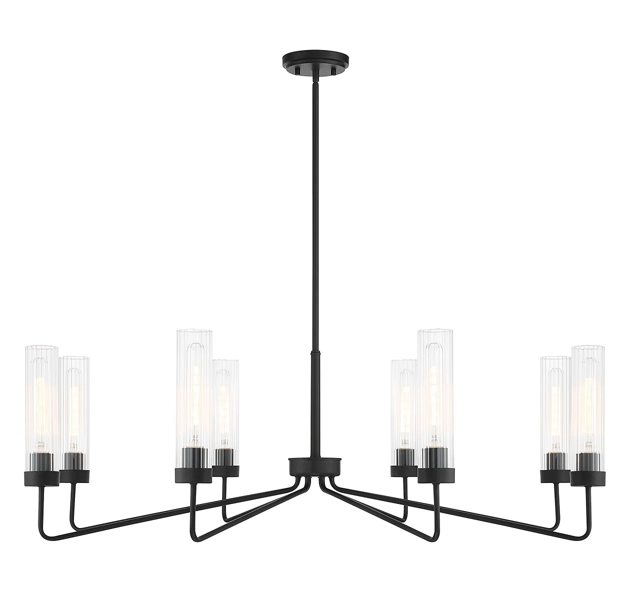 Baker Eight Light Chandelier in Matte Black