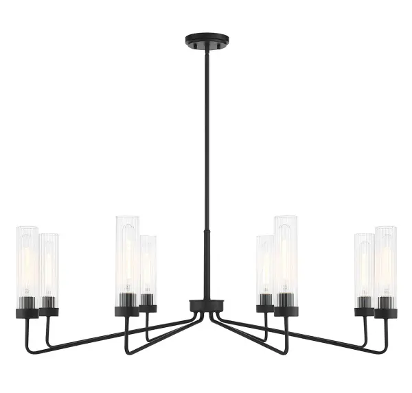 Baker Eight Light Chandelier in Matte Black - Image 1
