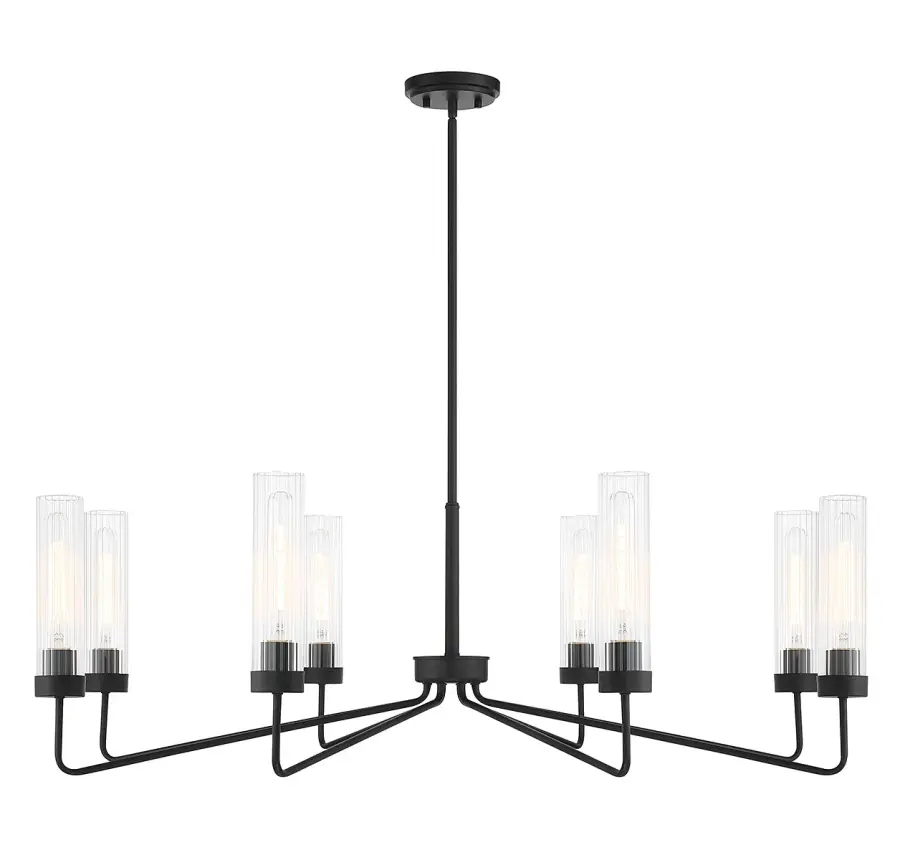 Baker Eight Light Chandelier in Matte Black - Image 1