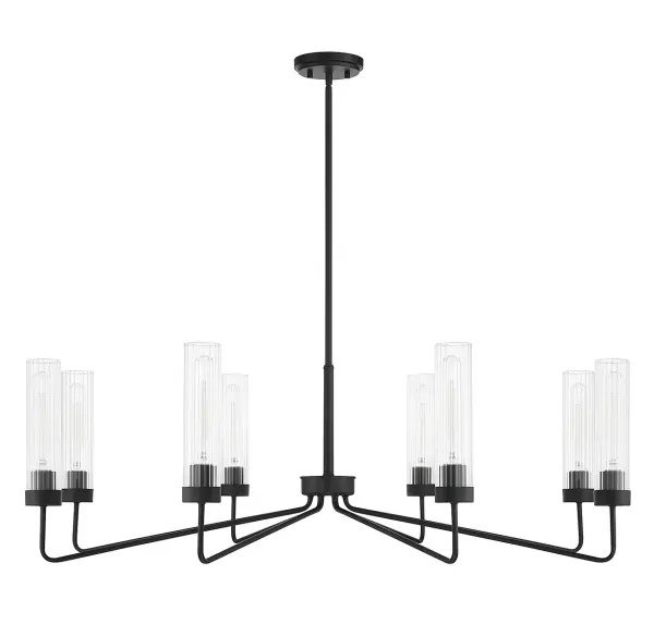 Baker Eight Light Chandelier in Matte Black - Image 2