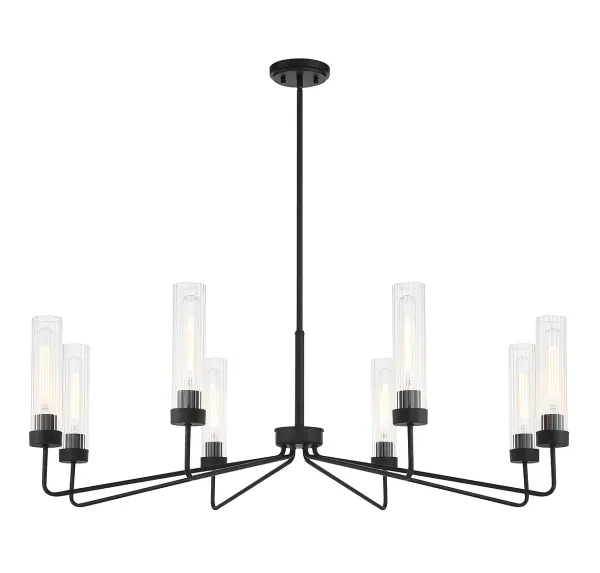 Baker Eight Light Chandelier in Matte Black - Image 3
