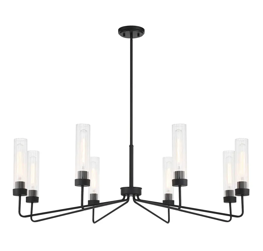 Baker Eight Light Chandelier in Matte Black - Image 3