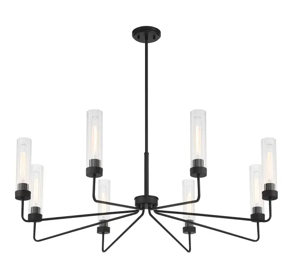 Baker Eight Light Chandelier in Matte Black - Image 4