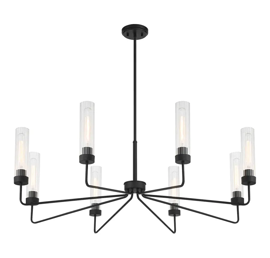 Baker Eight Light Chandelier in Matte Black - Image 4