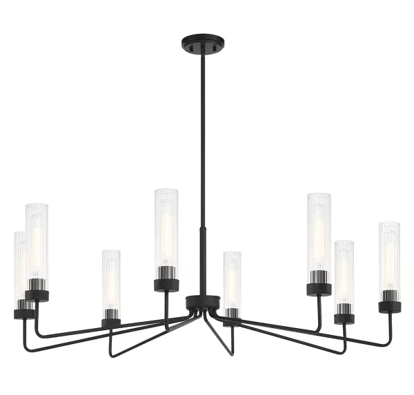 Baker Eight Light Chandelier in Matte Black - Image 5