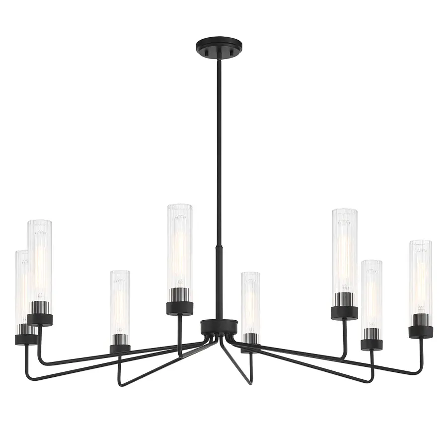 Baker Eight Light Chandelier in Matte Black - Image 5