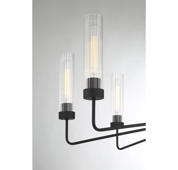Baker Eight Light Chandelier in Matte Black - Image 6