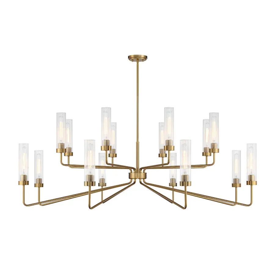 Baker 16-Light Chandelier in Warm Brass - Image 1