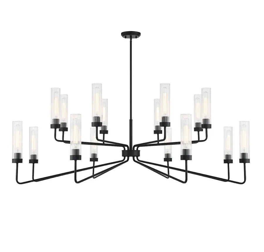 Baker 16-Light Chandelier in Matte Black - Image 1