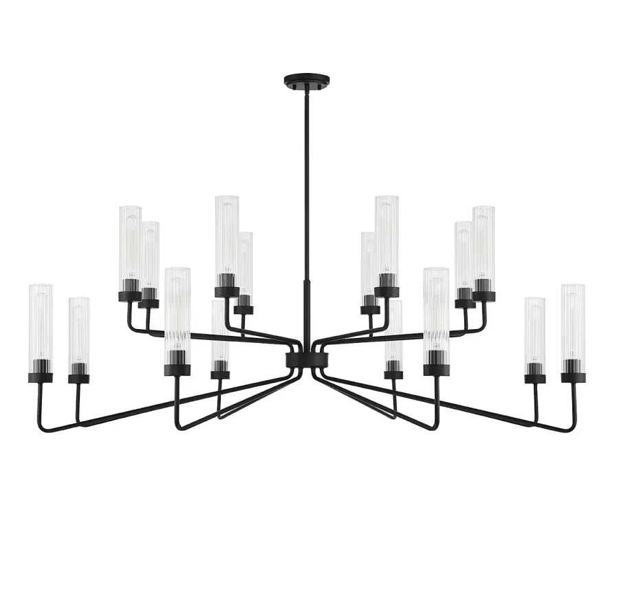 Baker 16-Light Chandelier in Matte Black - Image 2