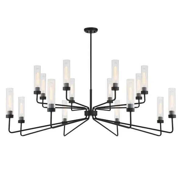 Baker 16-Light Chandelier in Matte Black - Image 3
