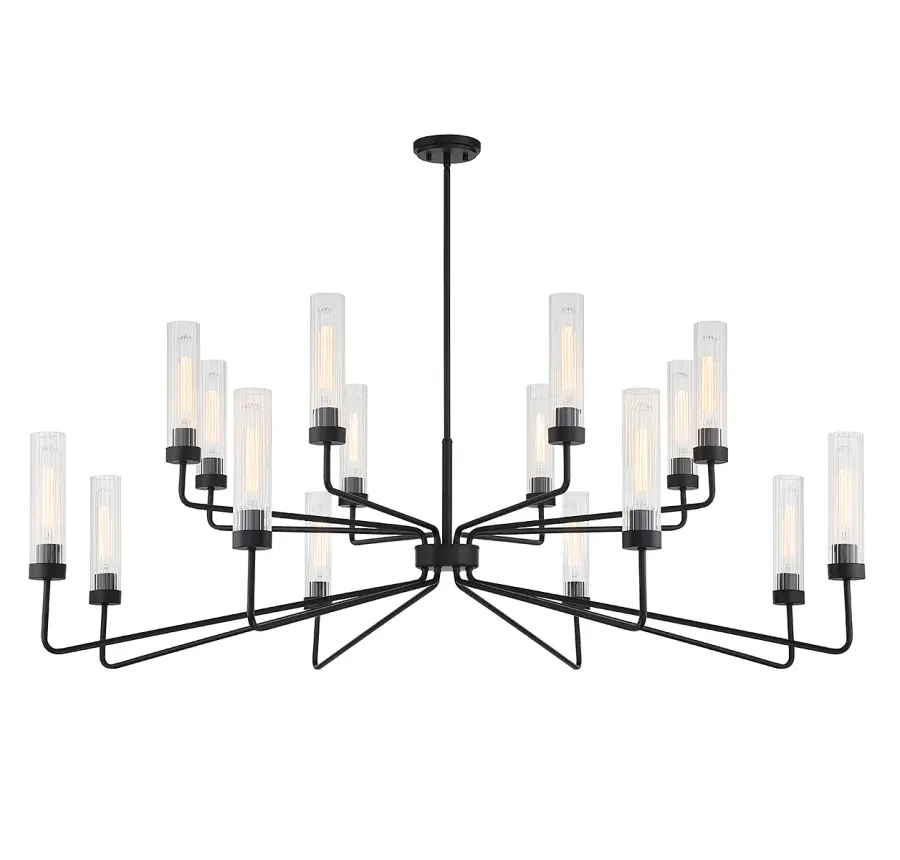 Baker 16-Light Chandelier in Matte Black - Image 3