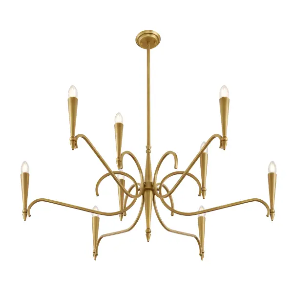 Tremont 9-Light Chandelier in Riviera Brass - Image 4