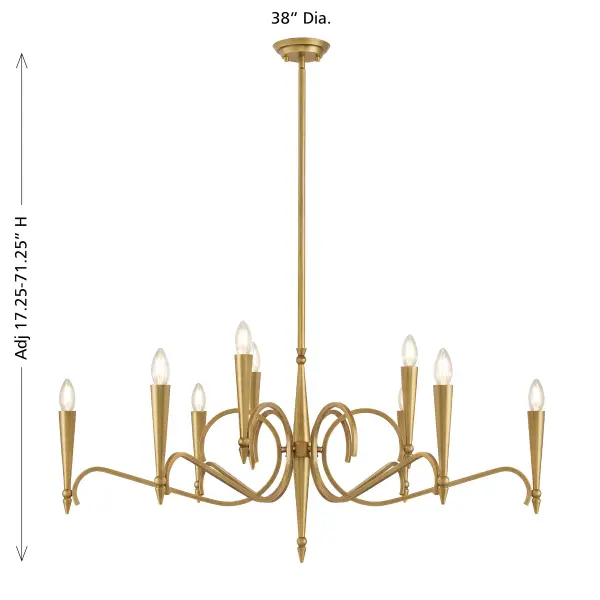 Tremont 9-Light Chandelier in Riviera Brass - Image 7