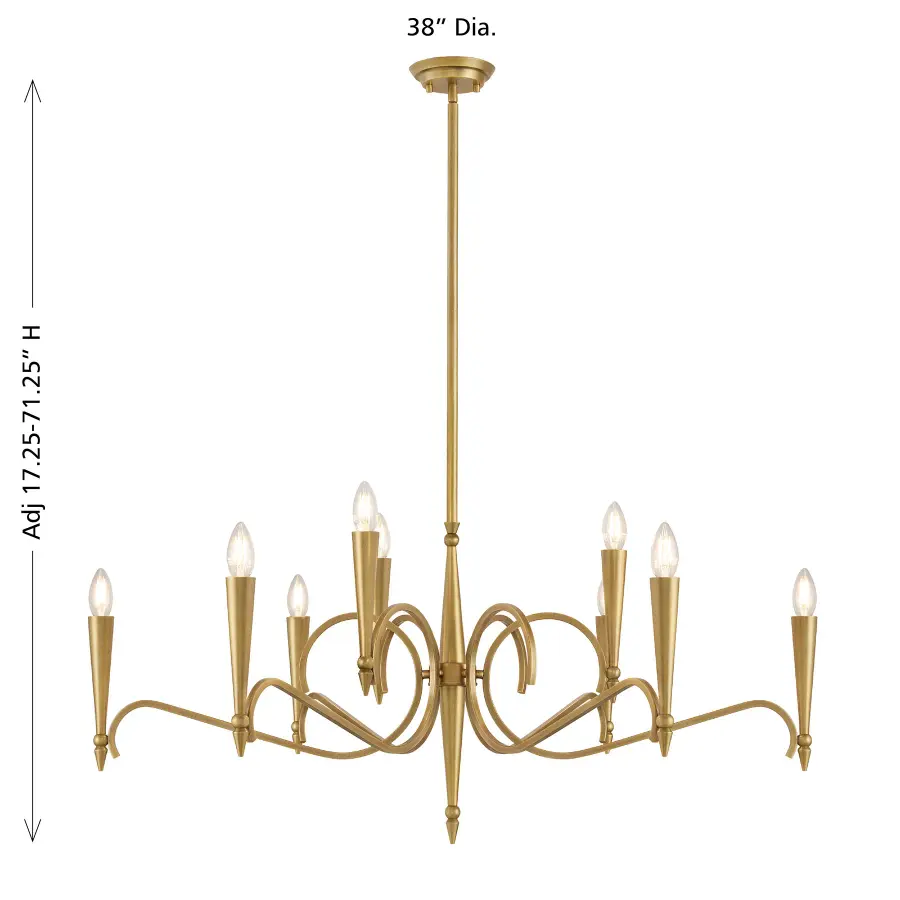 Tremont 9-Light Chandelier in Riviera Brass - Image 7