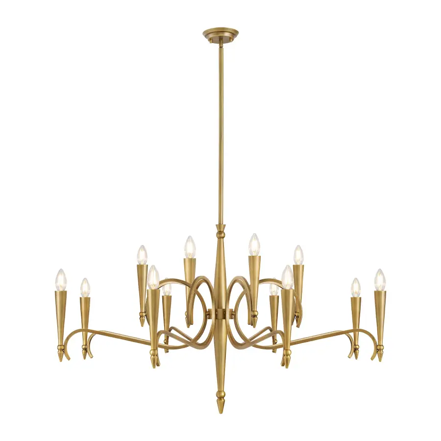 Tremont 12-Light Chandelier in Riviera Brass - Image 2