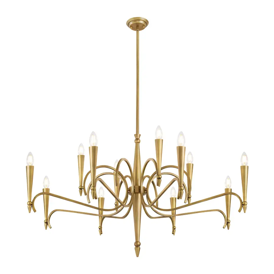 Tremont 12-Light Chandelier in Riviera Brass - Image 3