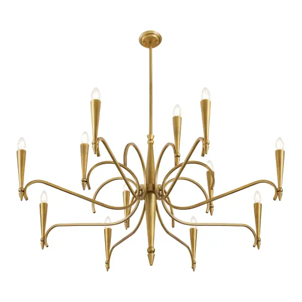 Tremont 12-Light Chandelier in Riviera Brass - Image 4