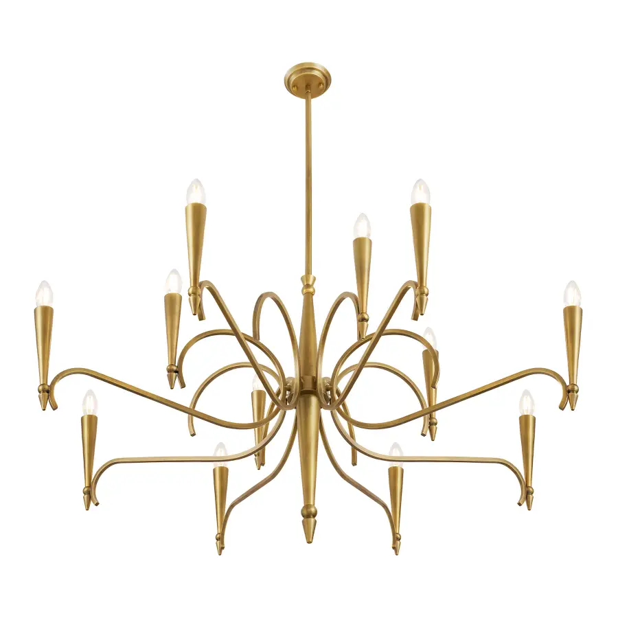 Tremont 12-Light Chandelier in Riviera Brass - Image 4