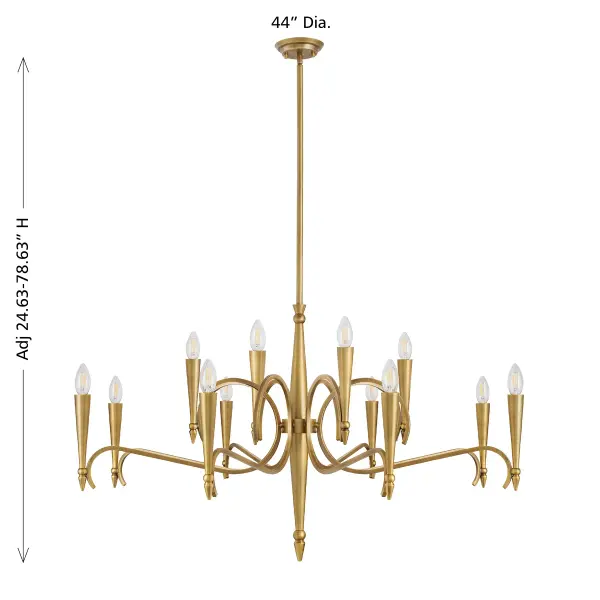 Tremont 12-Light Chandelier in Riviera Brass - Image 7