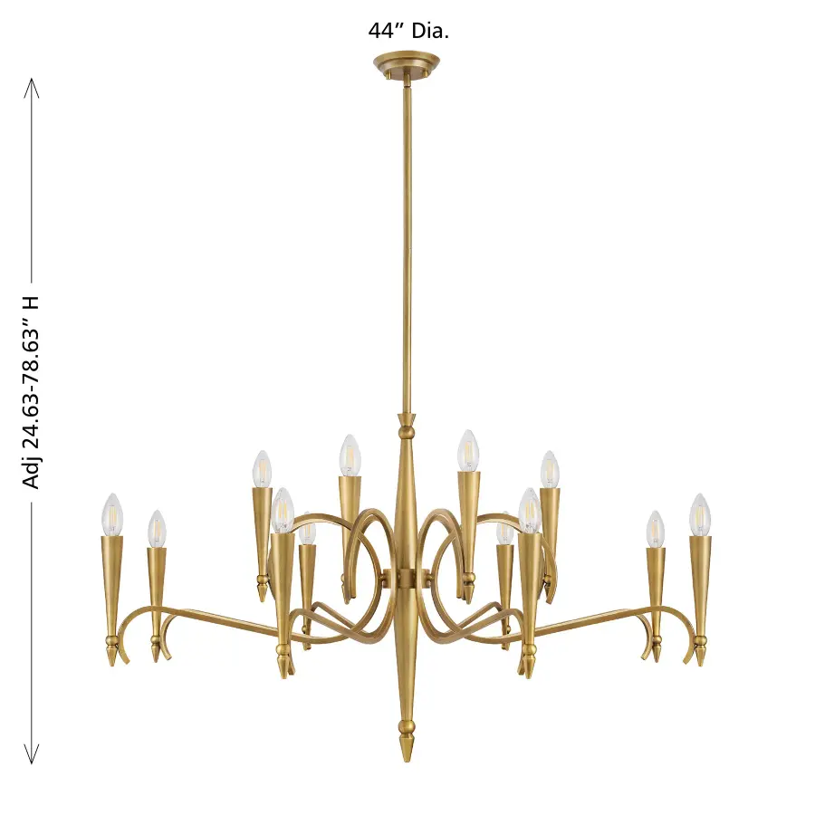 Tremont 12-Light Chandelier in Riviera Brass - Image 7