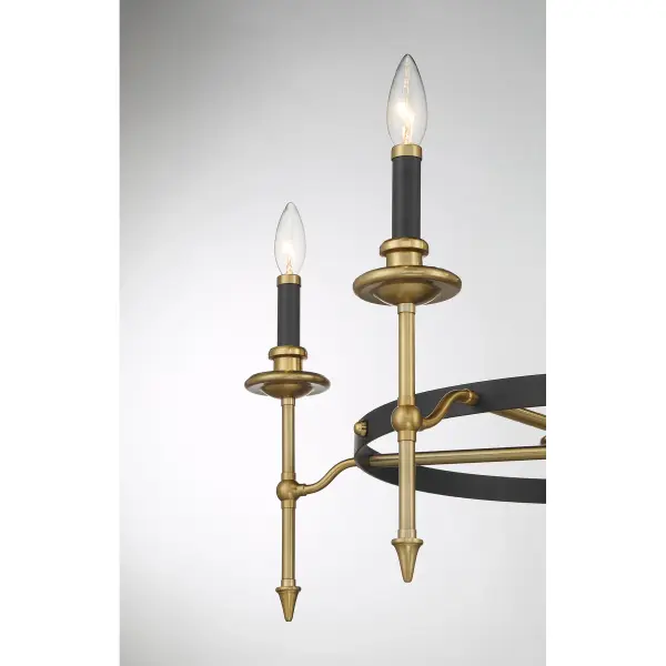 Consulate 5-Light Chandelier in Matte Black and Warm Brass - Image 7
