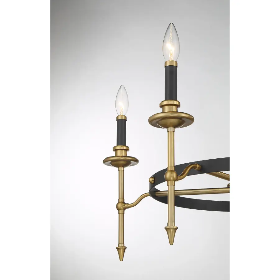 Consulate 5-Light Chandelier in Matte Black and Warm Brass - Image 7
