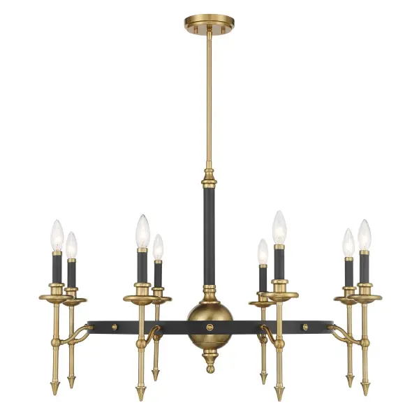 Consulate Eight Light Chandelier in Matte Black/Warm Brass - Image 1