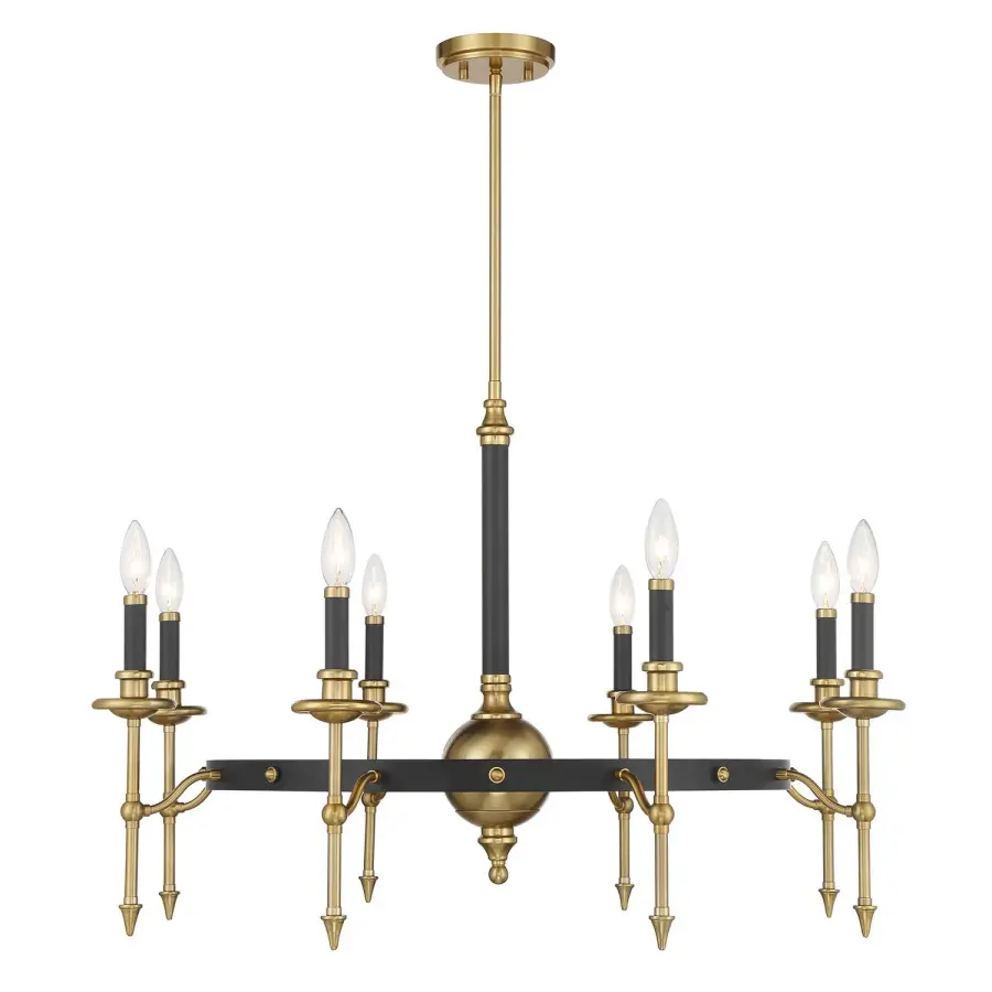 Consulate Eight Light Chandelier in Matte Black/Warm Brass - Image 1